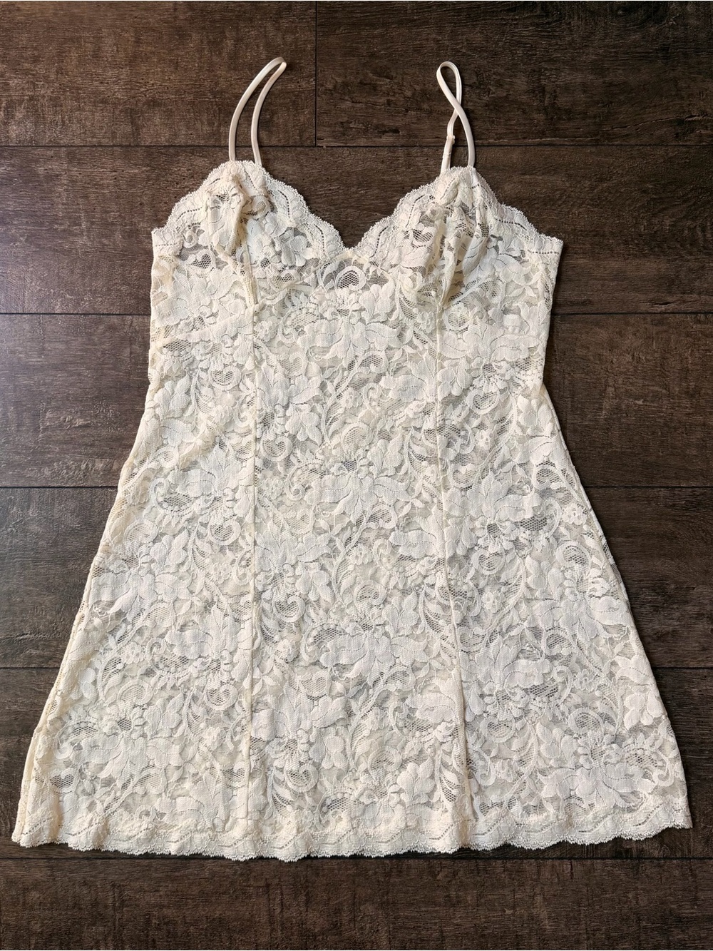 Ivory Lace Slip Dress - Delicate Spaghetti Straps
